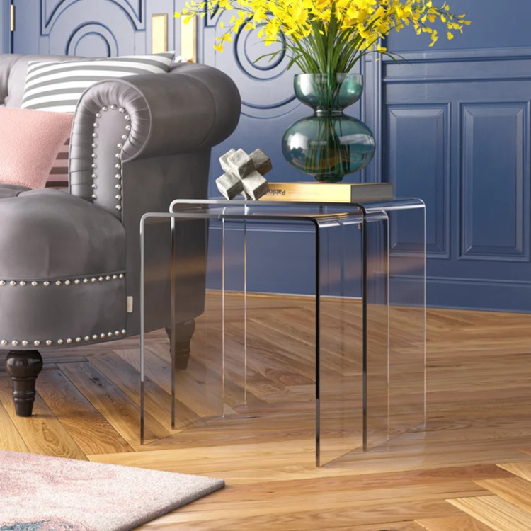 FACTORY CUSTOMIZED HOME DECORATION TRANSPARENT ACRYLIC NESTING TABLE ACRYLIC SIDE TABLE WITH DIFFERENT SIZES