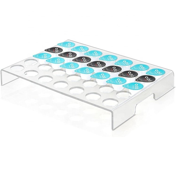 BOSN Coffee Pod Holder, Coffee Pod Storage, Acrylic Clear Coffee Pod Organizer Tray for Counter Coffee Organizer