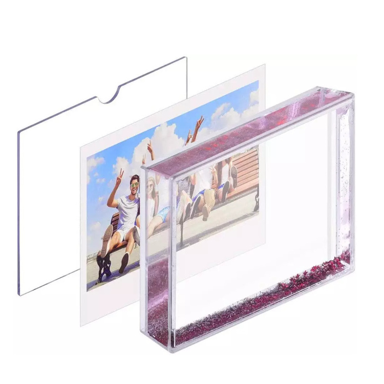 WATER SNOW GLOBE RESIN ACRYLIC PHOTO FRAME 4*6 PLASTIC PICTURE INSERT SNOW GLOBE WITH FLOATING GLITTER