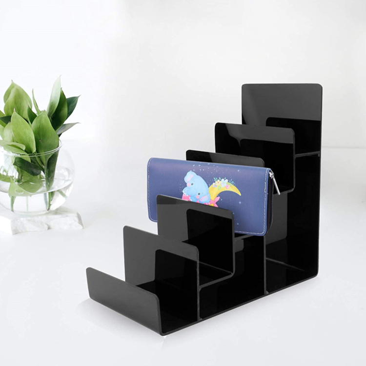 BLACK 5 TIER ACRYLIC WALLET DISPLAY STAND HOLDER HANDBAG PURSE DISPLAY STAND FOR COUNTERTOP