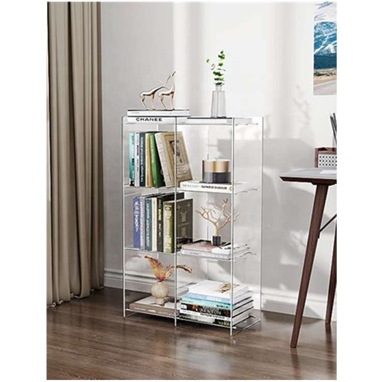 Acrylic Narrow Bookshelf Corner Book Shelf Organizer for Kids Modern Display Storage