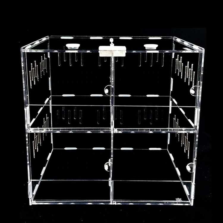 Customized 4 Grids Acrylic Reptile Cage Acrylic Chameleon Spiders Beetle Tarantula Reptile Terrarium Box Cage