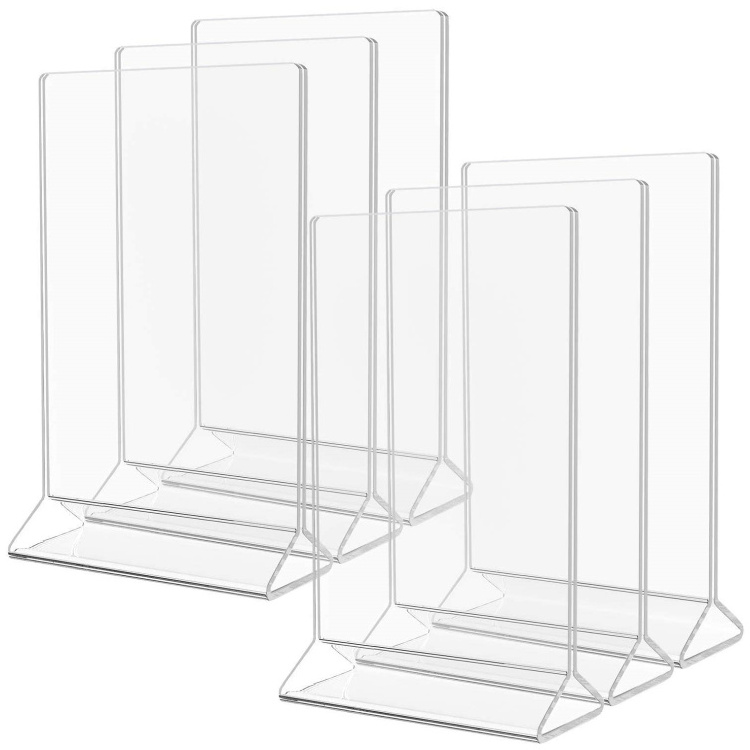 BOSN Acrylic Sign Holder-Table Card Display-4 X 6 inches Clear Sign Display Holder of Plastic Table Menu Stand