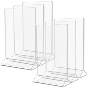 BOSN Acrylic Sign Holder-Table Card Display-4 X 6 inches Clear Sign Display Holder of Plastic Table Menu Stand