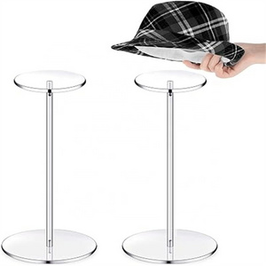 Simple Bench Acrylic 2 Piece Hat Stand Acrylic Wig Hat Display Rack Circular Barbell Base Display Riser for Hat