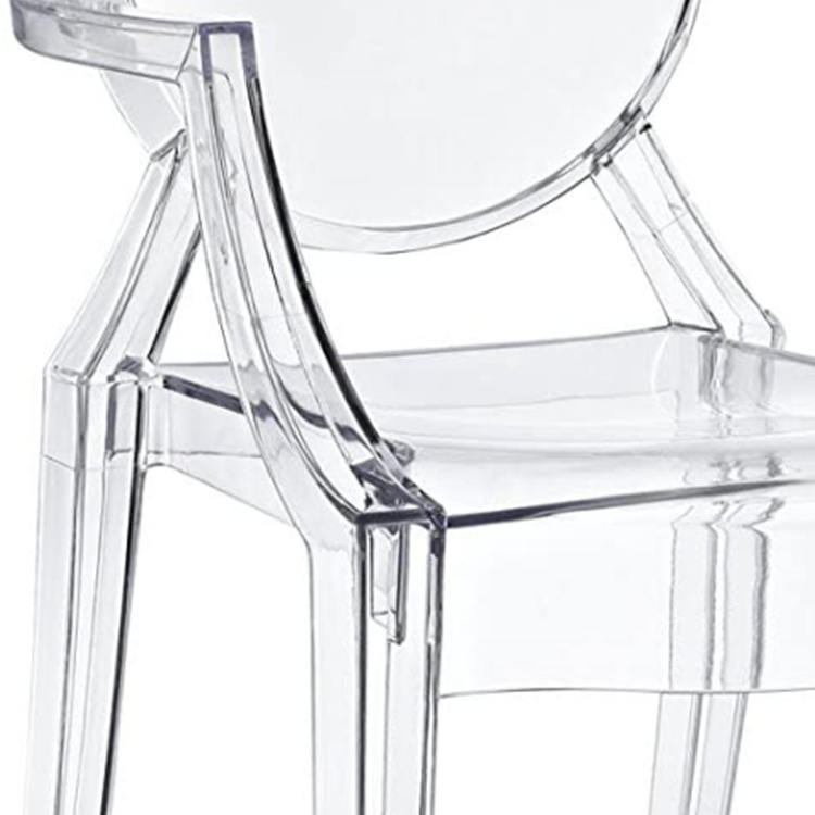 Modern Furniture  Polycarbonate Dining Chair Crystal Transparent Plastic Clear Acrylic Ghost Chair with Arms