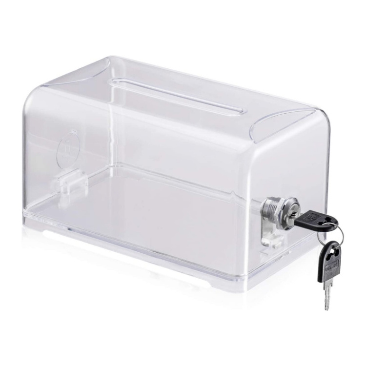 Clear Ballot Box Transparent Acrylic Donation Box With Lock Saving Money Storage Box Lids For Business Cards Fundrais