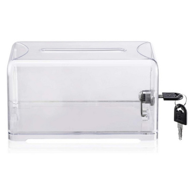 Clear Ballot Box Transparent Acrylic Donation Box With Lock Saving Money Storage Box Lids For Business Cards Fundrais