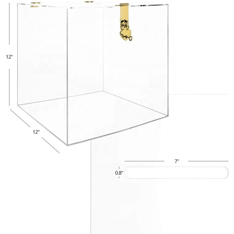 Wholesale Clear Acrylic Wedding Card Box with Slot and Gold Metallic Lock Buckle,Card Holder Gift Box for Weddings,Anniversaries