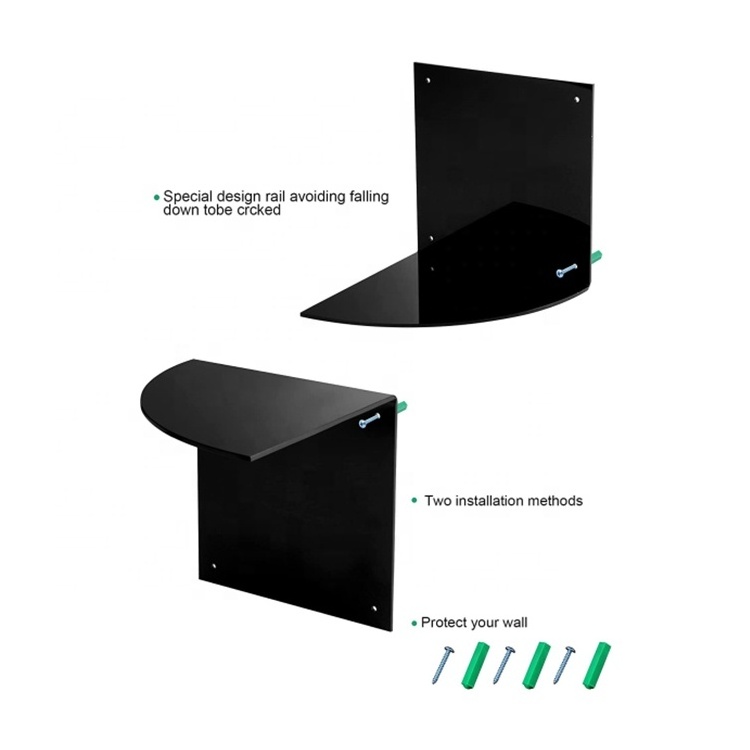 Simple Black Acrylic Floating Corner Shelf Wall Mount Corner Shelf for Living Room Bathroom Kitchen Office and More