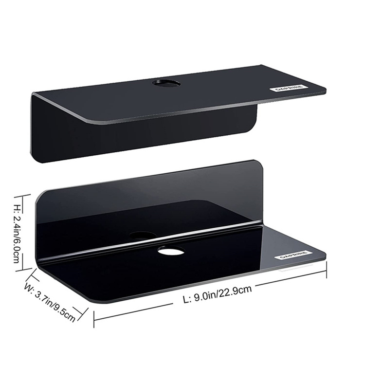 Acrylic Floating Wall Shelves Small Display Shelf for Smart Speaker /Action Figures with Cable Clips used Wall Space