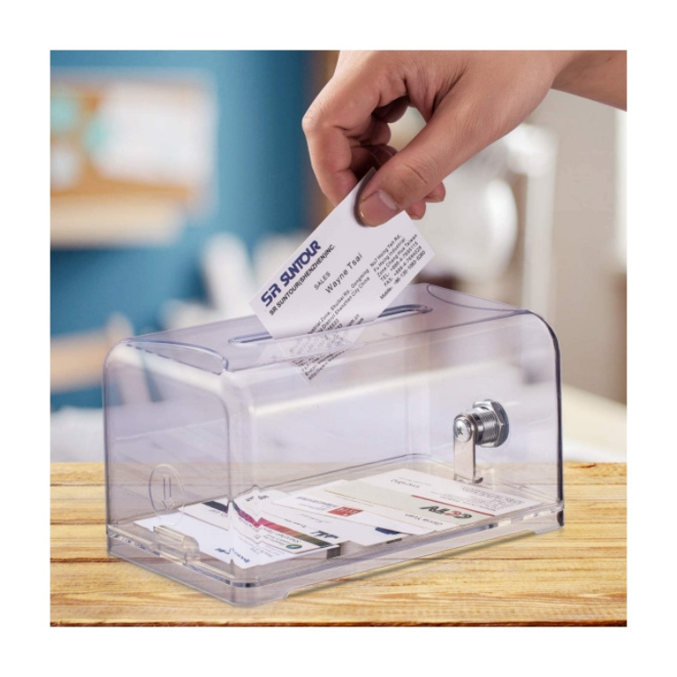 Clear Ballot Box Transparent Acrylic Donation Box With Lock Saving Money Storage Box Lids For Business Cards Fundrais