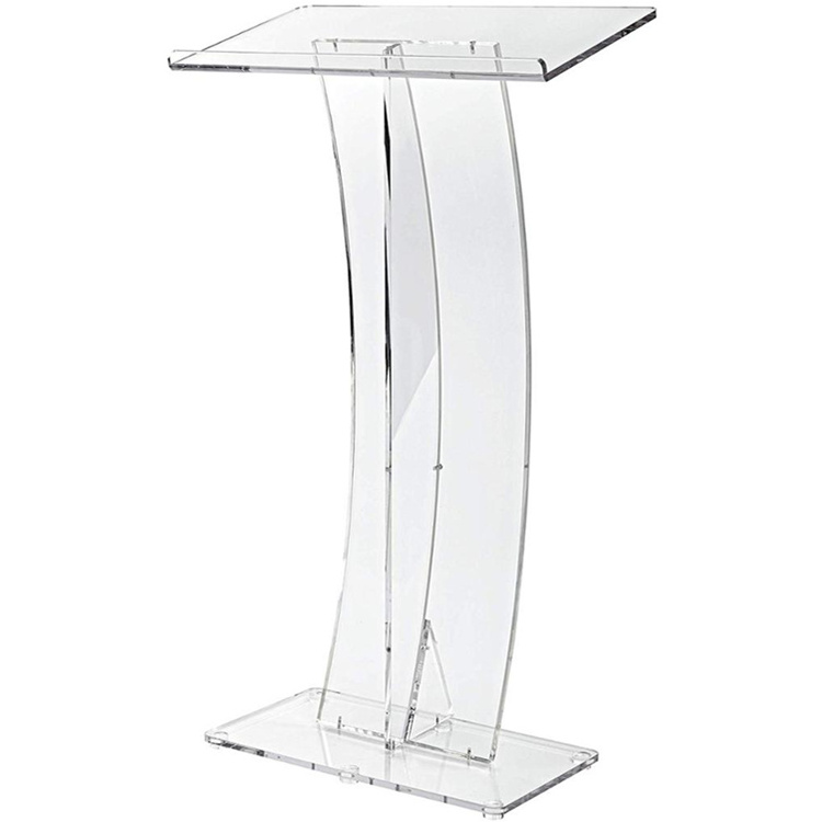 Lectern for Lectures Recitals Speech Acrylic Clear Black Curved Stand Podium