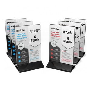 Convenient Versatile Uses 2-Sided Acrylic Sign Holder Table Tent Menu Holder with a Black Base