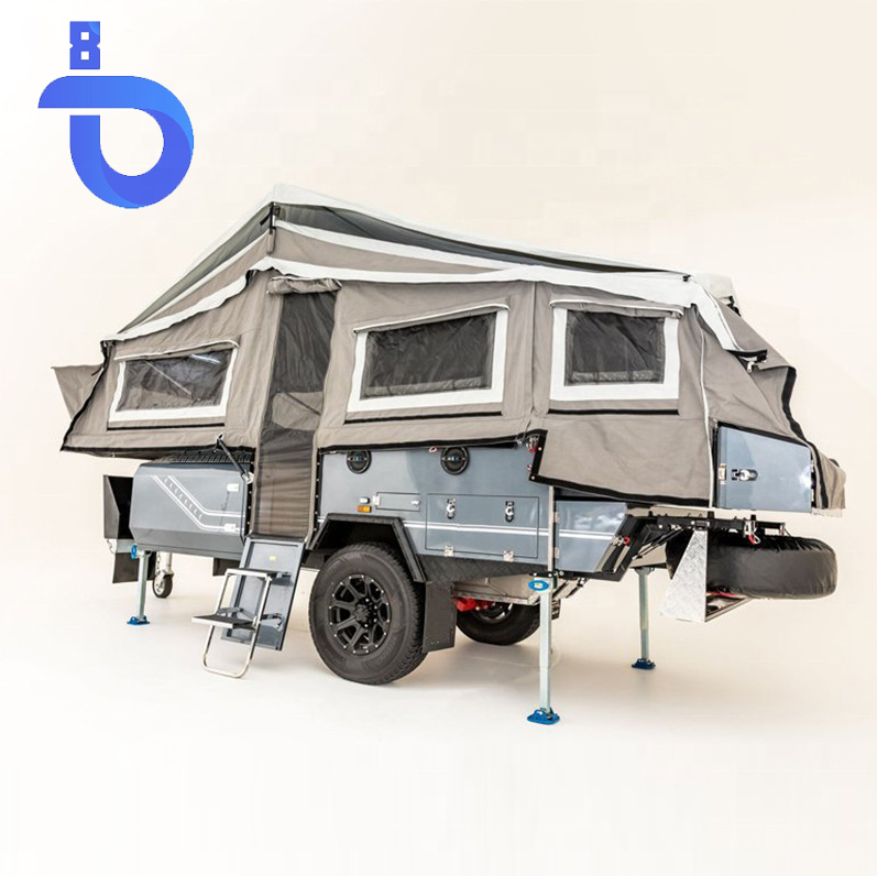 Camping Trailer Tent Flat Portable Camper Trailer Tents Off Road Front Folding Outdoor Camping Forward Fold Trailer Tent