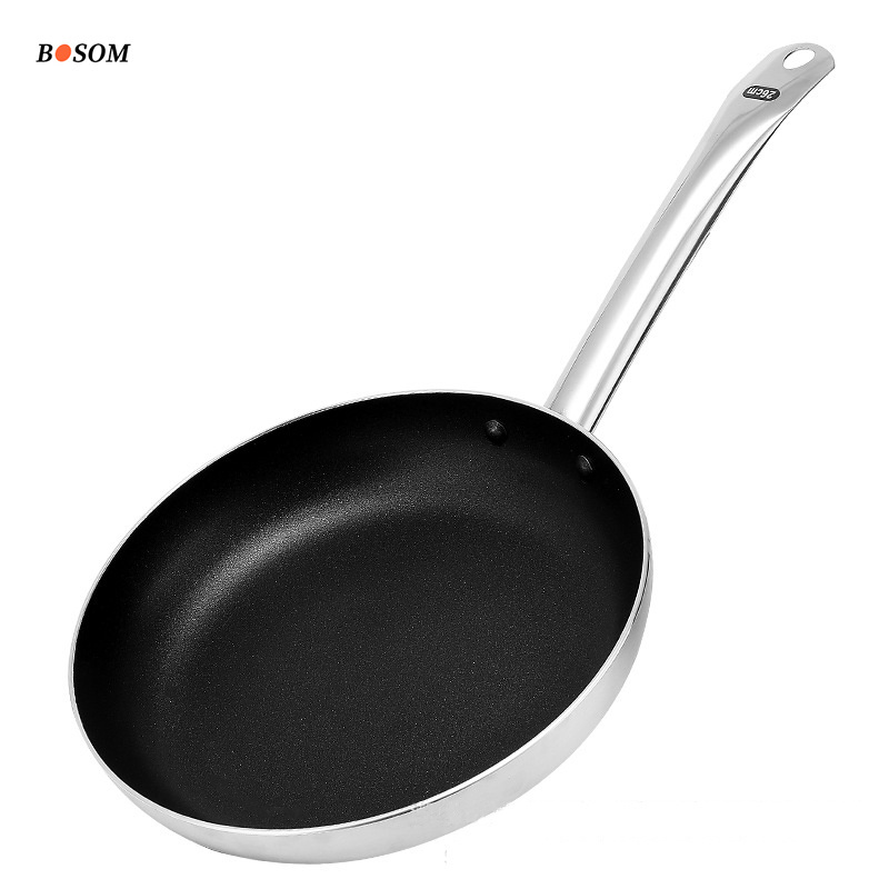 5 Ply Black stainless steel Uncoated Marble Coating Cookware Honeycomb Fry Sticky Carbon Non Stick Frying Pan