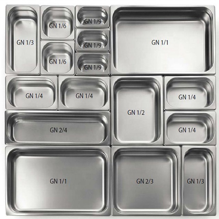 Standard Sizes Space-saving Stackable Tray Stainless Steel Gastronorm container Ice Cream Buffet Food Container 1/2 GN Pan