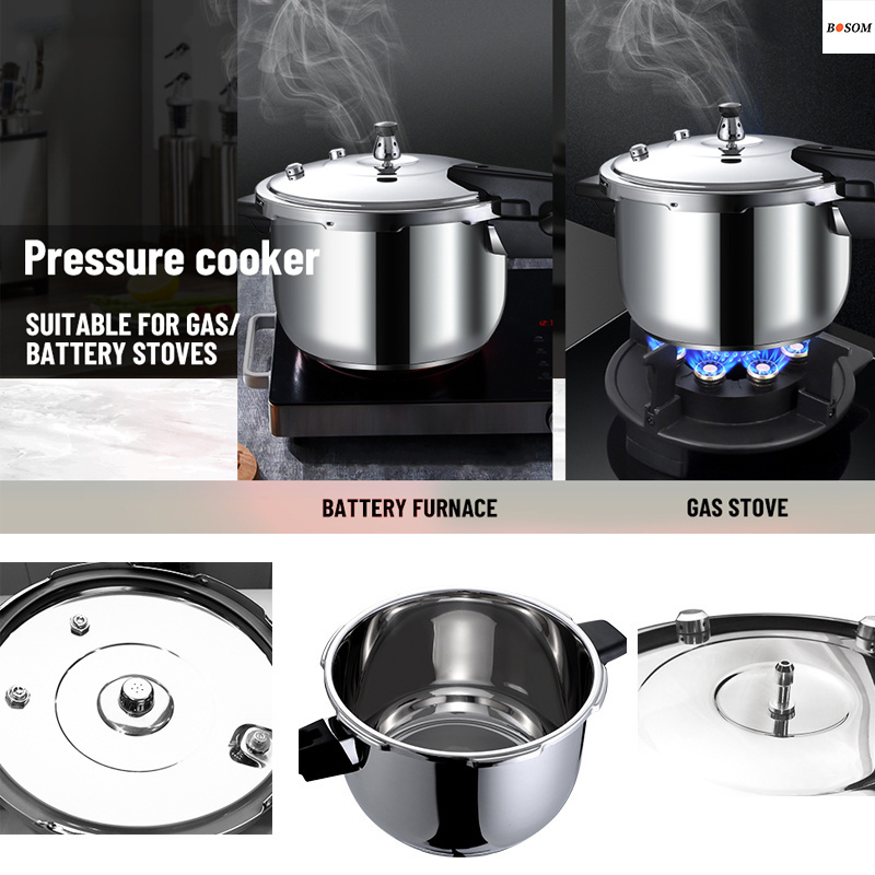 kitchen commercial thickened  5 liter gas pressure cooker handle 304 stainless steel  soup meats cookers pressure gas pot