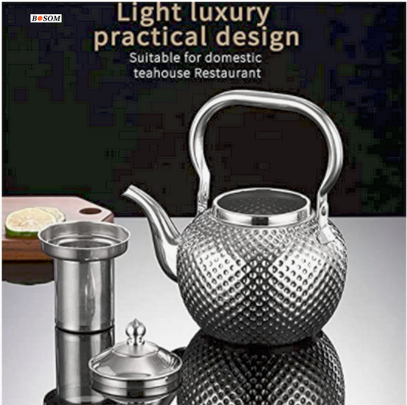 Arabian Style Stainless Steel Hammered Titanium Tea Kettle 1.2/1.5/2.0L Water Kettle Arabic Tea Pot