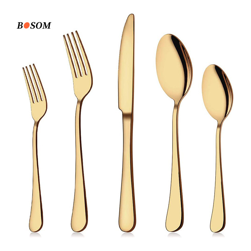 24pcs/set Golden Stainless Steel Cutlery Set Flatware Silverware Tableware with Knife Fork Spoon Gift Metal Material