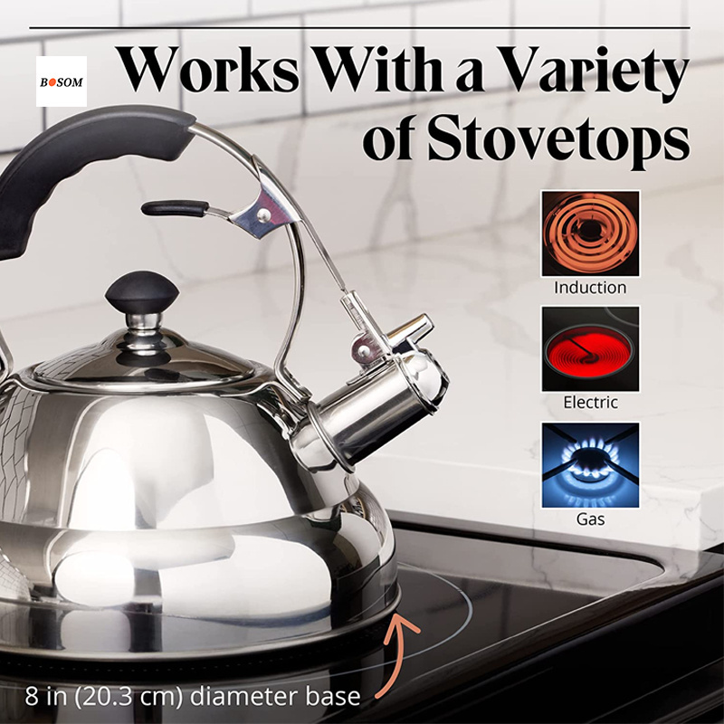 Food grade Stainless steel  Whistling Teapot for Stove Top - Mirror Sleek Induction whistling kettle