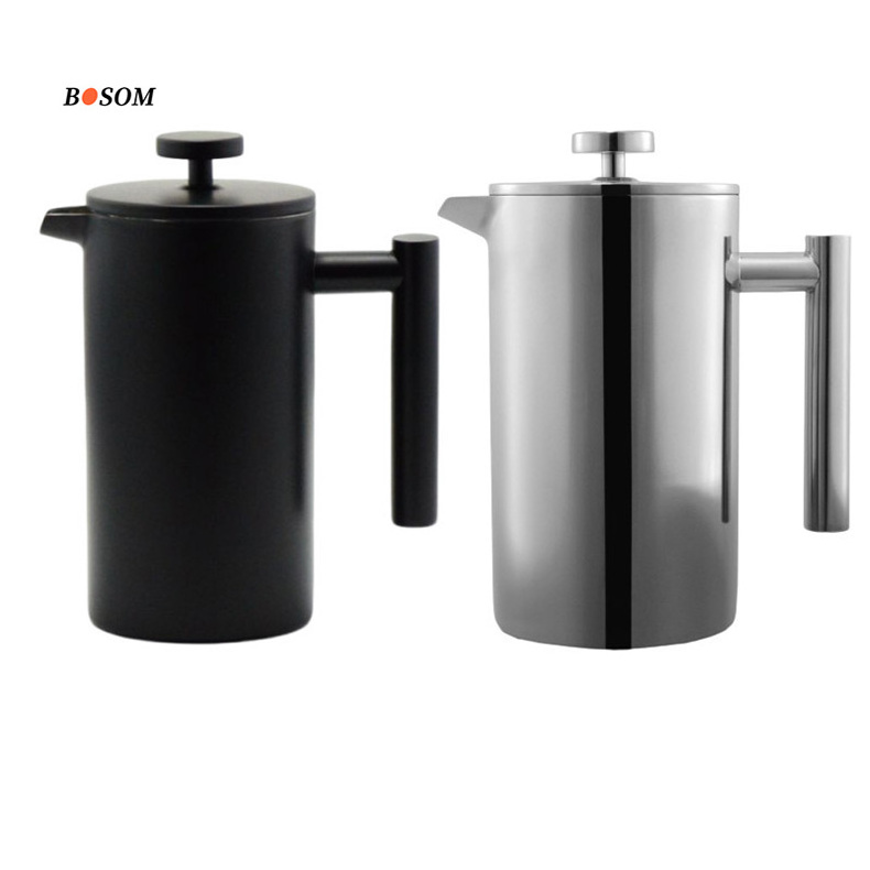 304 grade French Press Coffee Maker Double Wall Insulated stainless steel 3 level filtration pot  keep coffee hot pot kettle