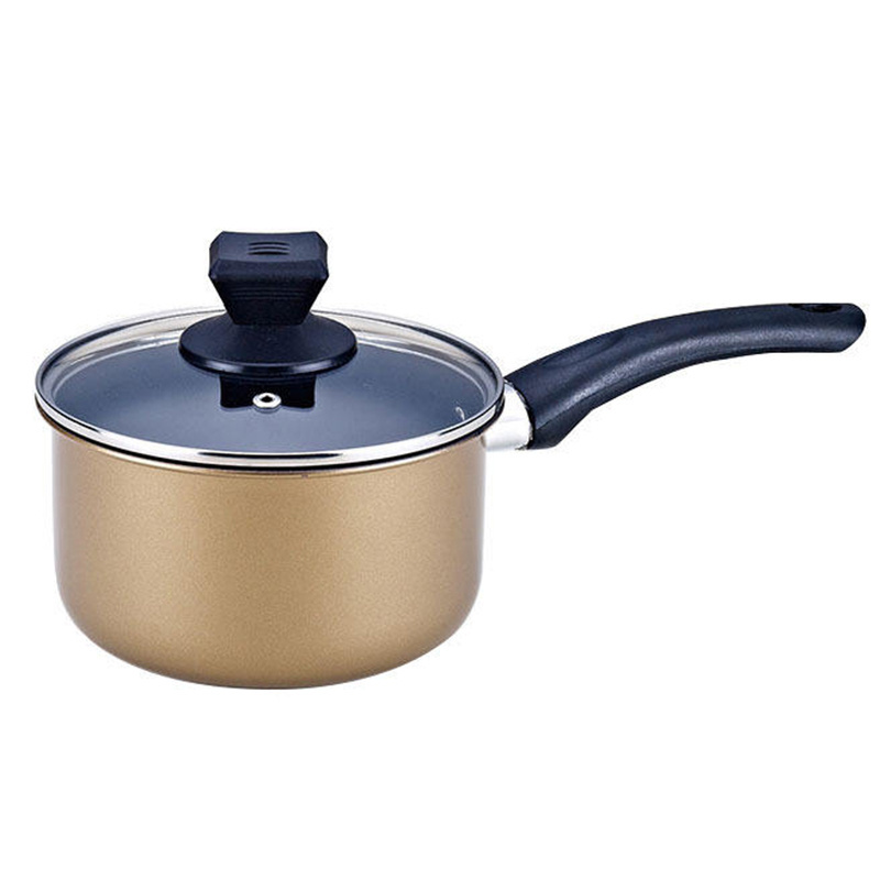 Cast Iron Cookware Set Golden Coating with Non Stick Inside Utensil Kitchen Ware Casserole Pot Tableware Set