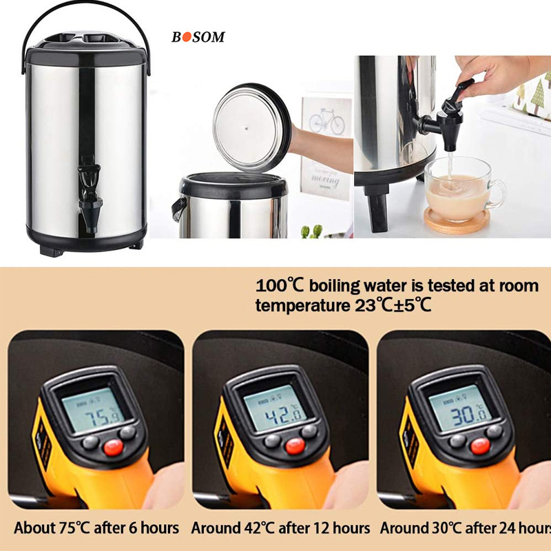 Commercial Equipment Hot Water Beverage SS Dispenser Tea Coffee Urn Milk Bucket freestanding  dispenser 10 Liter