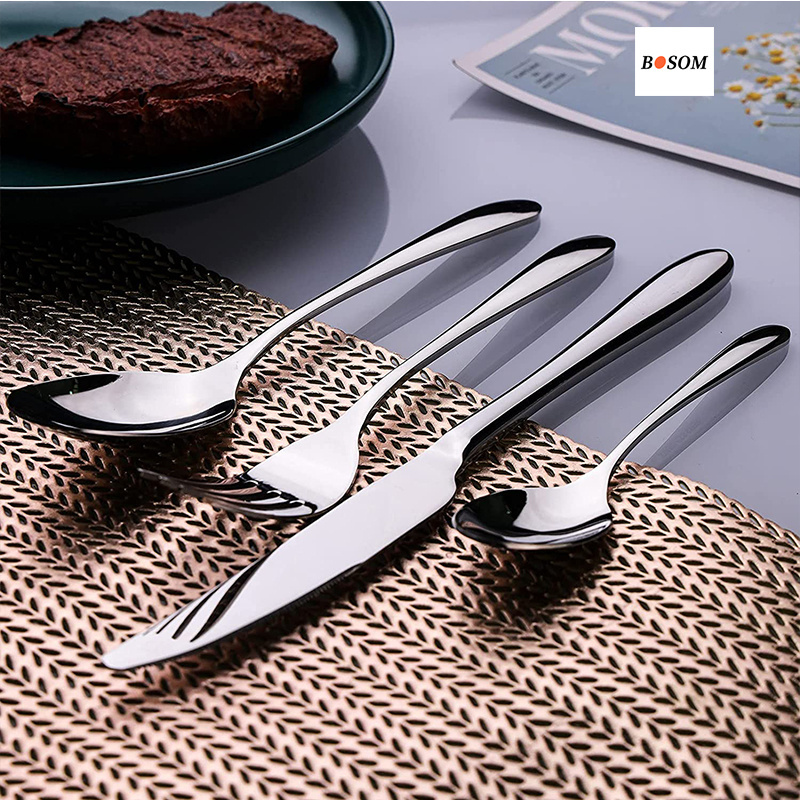 24pcs/set Golden Stainless Steel Cutlery Set Flatware Silverware Tableware with Knife Fork Spoon Gift Metal Material