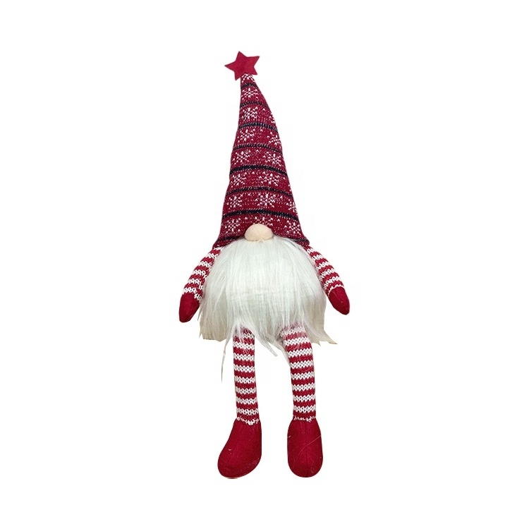 Sstriped Rudolph Doll Long Legs Sitting Faceless Doll Christmas Home Window Decoration Doll