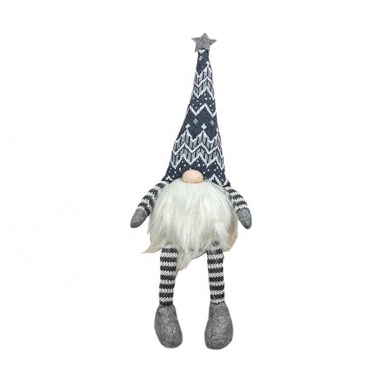 Sstriped Rudolph Doll Long Legs Sitting Faceless Doll Christmas Home Window Decoration Doll