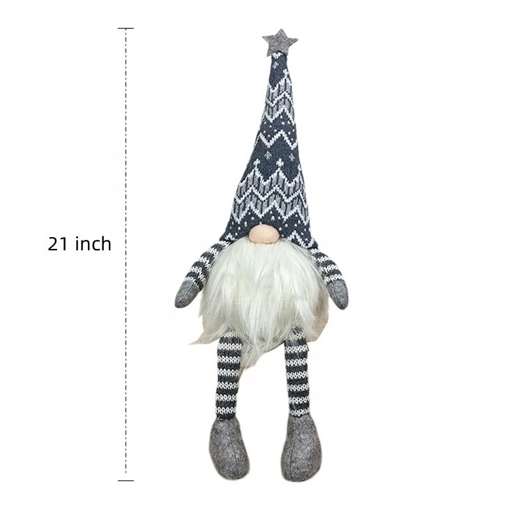 Sstriped Rudolph Doll Long Legs Sitting Faceless Doll Christmas Home Window Decoration Doll