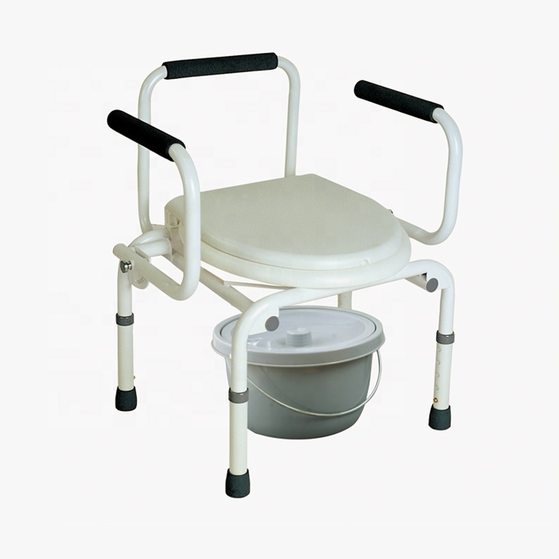 Aluminum Folding Commode Toilet Chair For Elderly With wheels and footstep