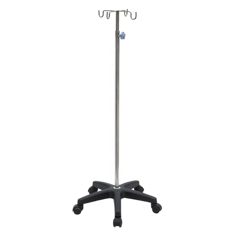 hospital 5 legs mobile stainless steel infusion stand/IV pole drip stand pole