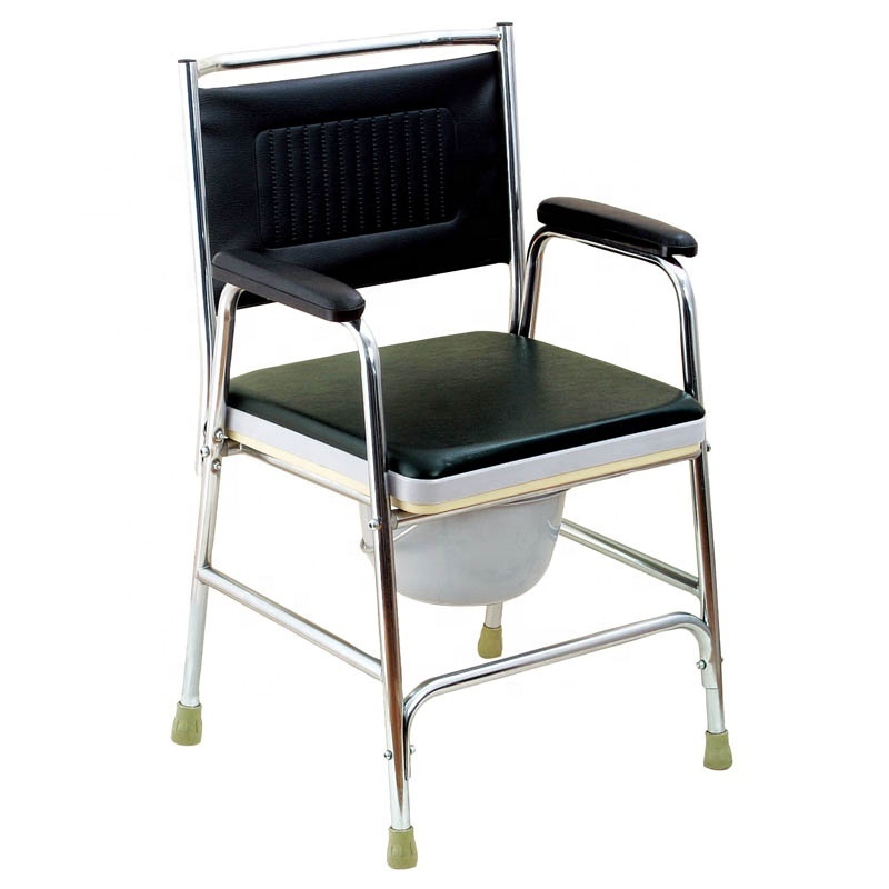 Aluminum Folding Commode Toilet Chair For Elderly With wheels and footstep