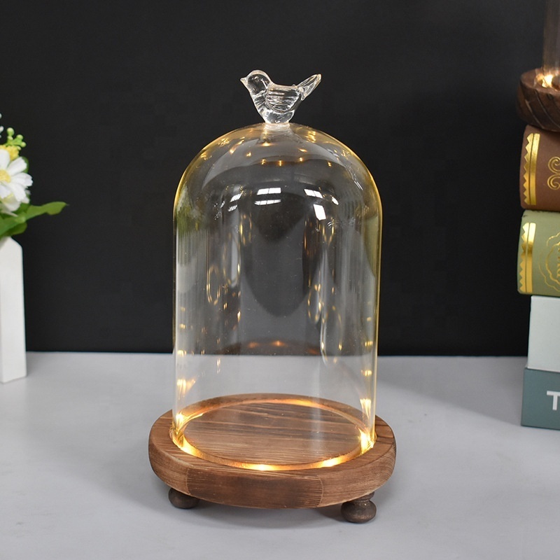 3D hand touch glass dust cover, immortal flower with lamp decorative head transparent glass cover