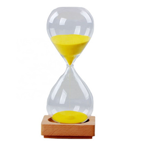 Custom creative multi-color 5 minutes 30 minutes 60 minutes clear hourglass timer with the wood base