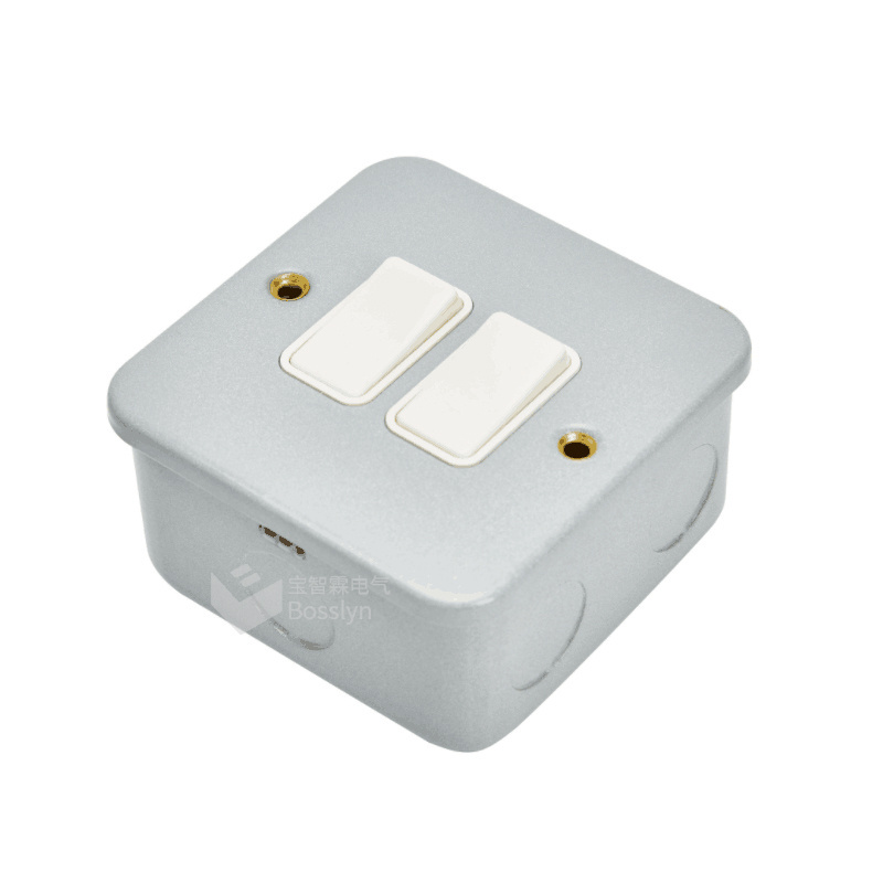 High Quality British Standard 2 Gang 86 Type Wall Switch With Junction Box