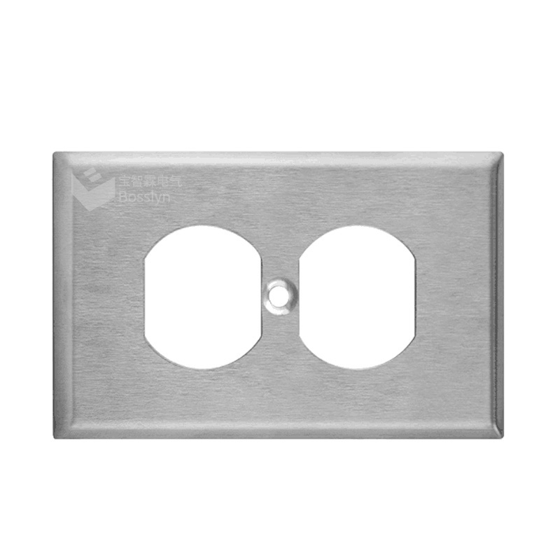 Duplex Receptacle US Metal Wall Plate, Stainless Steel Switch Outlet Cover,10A 125V,UL Listed