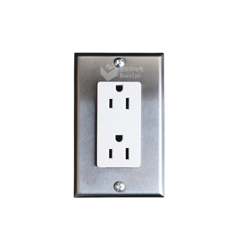 Decorator Switch or Receptacle Outlet Metal Wall Plate, Stainless Steel Outlet Cover, Corrosion Resistant, 1-Gang