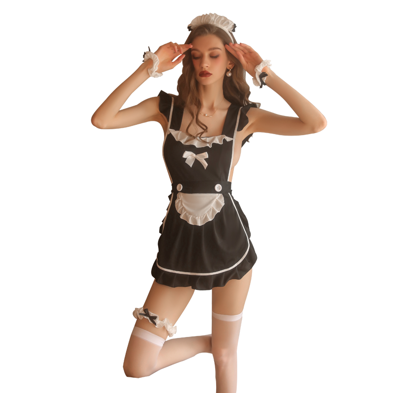 BSM1733 Sexy Lingerie Sexy Maid Costume Role Playing Lace up Sweet Apron Bed Uniform Dresses Women