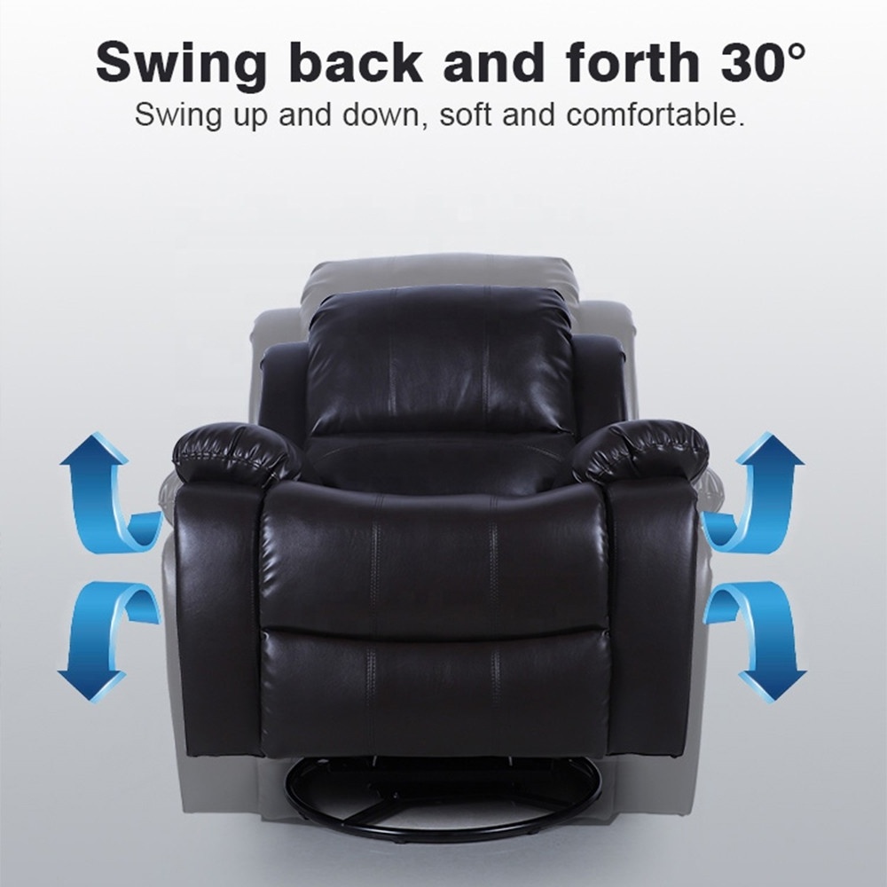 European Style Modern Black Living Room Elderly Power Single Lounge Leather Swivel Rocking Massage Recliner Sofa Chair