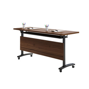 Simple modern long training table with wheels movable splicing activity desk reading computer foldable conference table