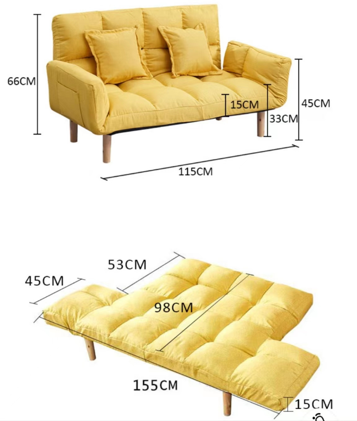 Direct from Manufacturer Simple Double Person Folding Sofa Bed for Living Room Apartment Villa Application for Lazy Persons