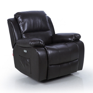 European Style Modern Black Living Room Elderly Power Single Lounge Leather Swivel Rocking Massage Recliner Sofa Chair