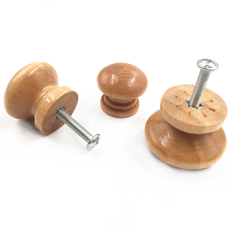 Wooden Knob Drawer Pulls Cabinet Wardrobe Handle Round Knobs Kitchen Furniture Hardware Wholesale Lot Small Large