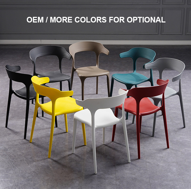 Polypropylene Colorful Outdoor Garden  Modern Stackable Pp Restaurant Cafe Dining Chairs Nordic Plastic Chair