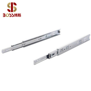 45MM Desk Drawer Track Telescopic Channel 3-Fold Cabinet Runner Full Extension Slide Rail