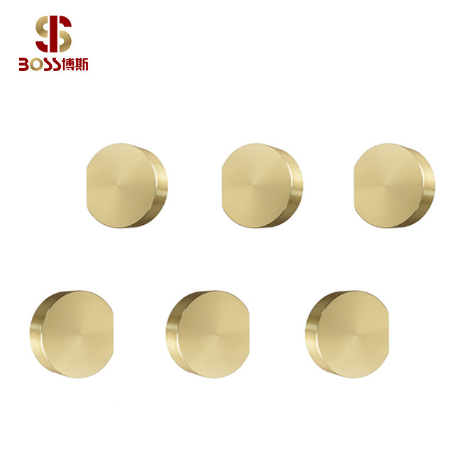 Nordic Minimalism Brushed Golden Brass Cabinet Door and Drawer Solid Brass Knob