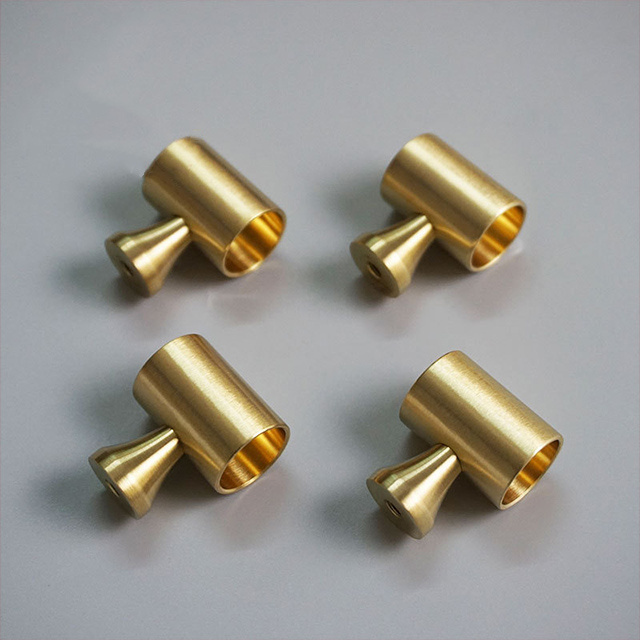 Furniture Cabinet Brass Handlel Brass Solid Drawer Pulls and Knobs in Satin Brass Modern Simple Double Holes Handles